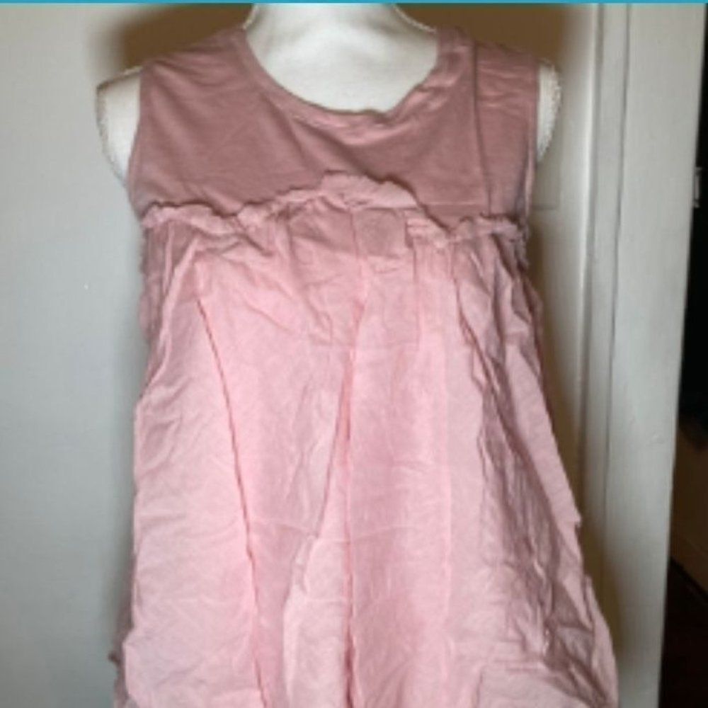 Style & Co Womens Ruched Pink Sleeveless Round Neck Casual Blouse Top Size PM